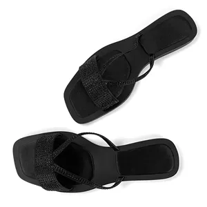 ZAZB marca Personalizado mulheres sapatos baixos sapatos femininos e sandálias para mulas chinelos de luxo strass sexy chaussures para femmes