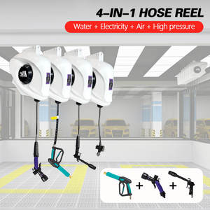 Système complet de dévidoir de tuyau de <span class=keywords><strong>garage</strong></span> 7-en-1 : Eau, Électricité, Air, <span class=keywords><strong>Mousse</strong></span>, Pré-lavage, Revêtement hydrophobe, Nettoyage des interstices - Product Image 3