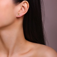 Boucles d'oreilles clous en argent sterling 925 avec ruban noué et moissanite pour femme, plaquées or 18 carats, boucles d'oreilles nœud papillon en moissanite et diamant