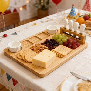 Ensemble de planches à charcuterie en bambou, grande <span class=keywords><strong>planche</strong></span> à découper pour charcuterie et fromage, plateau de service - Product Image 5