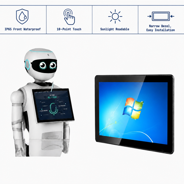 Sunlight Readable Industrial Embedded Display with IP65 Front Panel 10 Point Capacitive Touch and Easy Installation
