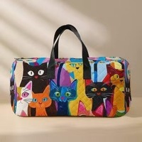 Sac de toilette matelassé gothique Halloween motif chauve-souris, sac de voyage brodé lune effrayante, grande capacité, organiseur de maquillage, cadeau pour femme