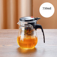 Théière en verre transparent de haute qualité avec infuseur intégré et filtre amovible pour thé en vrac