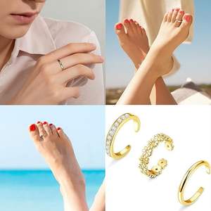 Stile europeo americano nuovo 18K placcato oro reale in ottone regolabile gioielli fiore zircone punta anello - Product Image 3