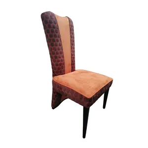 Хорошее качество, обеденный стул из массива дерева, современный роскошный отель с высокой спинкой, тканевая подушка, Свадебный обеденный стул для продажи