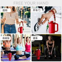 Accesorios para Vasos Navideños, Botella de Agua Tejida a Mano, Accesorios para Vasos Rojos y Verdes, Cuerda de Mano, Termo de Acero Inoxidable de 40 oz