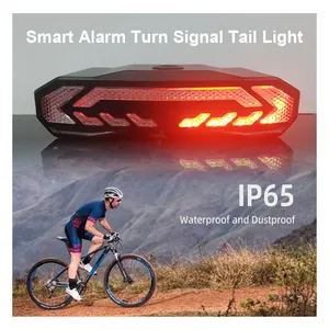 1500mAh IP65 Waterproof USB Rechargeable Bike Tail Light Indicator Wireless Brake LED Light PC Material Low Battery Alert