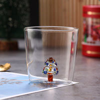 Tasse à thé en verre borosilicate de haute qualité de 350 ml, personnalisable en gros, tasse à café résistante à la chaleur, verres à ornement 3D style Noël, cadeau