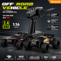 Camion tout-terrain télécommandé rapide 4x4 70KM/H 1/16 avec moteur brushless, direction à double vitesse, buggy RC robuste, barre anti-roulis et chargeur