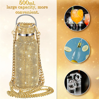 Cadeau personnalisé 17oz 500ml Double paroi en acier inoxydable isolé Bling tasses en strass gobelets avec couvercle pour femmes fille