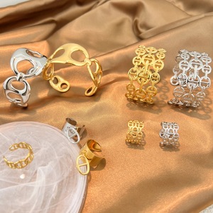 Nuovo Set di Gioielli da Donna a Naso di Maiale in Acciaio Inossidabile, Bracciale <span class=keywords><strong>Marina</strong></span> Link, Anello a Fascia Larga, Chicco di Caffè, Impermeabile, Inossidabile, Vendita all'Ingrosso - Product Image 2