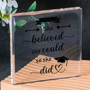 Dropshipping&FBA&POD Personalized Custom Acrylic Plaque Any Shape Acrylic Plaque Stand Home Decor Graduation For Daughter Gift