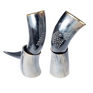 Vaso de Vidrio Reutilizable Estilo Vikingo Americano Antiguo para Restaurantes, Soporte para Cuerno de Cerveza, Apto para Lavavajillas, Ecológico, para Camping - Product Image 2