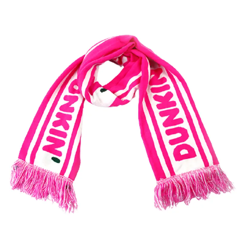 Custom Logo Acrylic Knit Football Long Scarf With Tassel