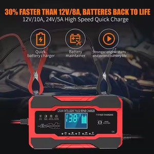 NCFKOS 12V 24V 10A Cargador de batería de coche inteligente Reparación de pulso de pantalla táctil LCD <span class=keywords><strong>Carga</strong></span> de energía rápida Batería de plomo y ácido seco húmedo - Product Image 4