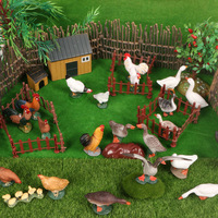 Statue d'animaux de simulation artisanale en résine, mini canard, cygne, poules, coq, figurines d'animaux pour la décoration de la maison et du jardin