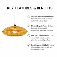 Lampe suspendue ovale en bambou tressé, luminaire en fer noir pour salle à manger, chambre, café, style Wabi Sabi, décoration intérieure de style asiatique