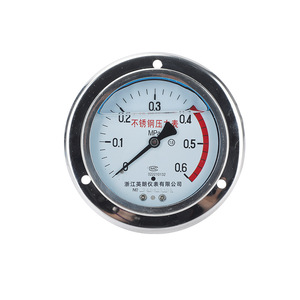 Manomètre axial en acier inoxydable Longqi Automation YN100BFZT, résistant aux chocs, pour utilisation avec air, huile, eau, hydraulique - Product Image 4