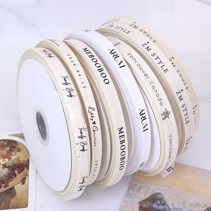 Cinta de espiga de algodón 100% personalizada con nombre de marca impreso, de 10-38 mm de ancho, rollo de doble cara para embalaje de regalos y textiles del hogar - Product Image 1
