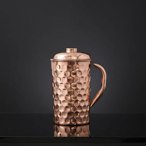 Taza de Agua de Cobre Martillado con Tapa y Asa, Taza de Cobre Puro para Hidratación Diaria, Salud Ayurvédica y Uso en la Cocina - Product Image 3