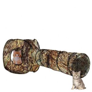 Tente pour chat BSCI avec tunnel imprimé tronc d'arbre, utilisable en intérieur et en extérieur, parc de jeu pop-up pour petits animaux, chatons - Product Image 1