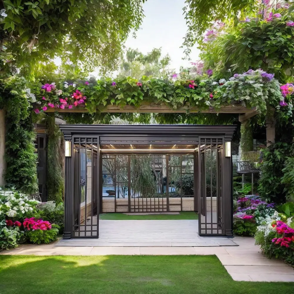 Pergola d'extérieur motorisée et étanche en aluminium Pergola à persiennes pour arches de jardin Pergolas de pont Arbours