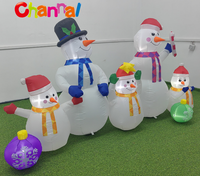 Ensemble de 5 bonhommes de neige gonflables de Noël avec éclairage LED, décoration de jardin, ornement de pelouse extérieur