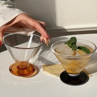 Verre à Americano Glacé de Luxe au Design Niche, Style Français Vintage, pour Flûte, Tasse à Crème Glacée Haut de Gamme 160ml, Coffret Cadeau