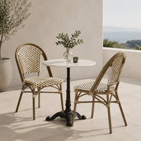 Ensemble bistrot français de luxe MUGAO, style vintage, chaise et table en rotin PE imitation bambou, mobilier de jardin pour café, restaurant, extérieur