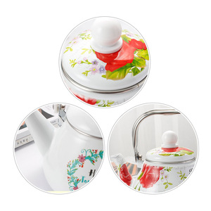 थोक 2L तामचीनी चाय पानी की केतली 2.5L चायदानी तामचीनी केतली के साथ फूल मामले - Product Image 3