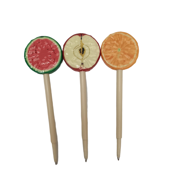 Cute Fruit Shaped Ballpoint Pens Set for Kids Novelty Lollipop Pens Smooth Writing Stationery Gifts for School Office Supplies