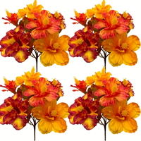 Faux Hibiscus Fleurs tropicales Orange Rouge Tige verte réaliste Fait à la main Plante artificielle écologique pour cour Jardin Noël