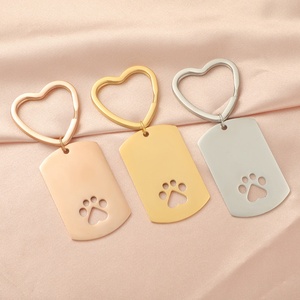 Nuevo Diseño Personalizado de Llavero con Colgante de Acero Inoxidable con Forma de Huella de Perro, Accesorios para Mascotas - Product Image 5