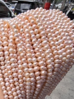 Perles d'eau douce naturelles de haute qualité de 8-9 mm, forme presque ronde, perles en vrac pour la fabrication de bijoux, collier, bracelet DIY