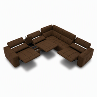 Canapé sectionnel électrique moderne avec lumières de lecture et console multimédia, canapé motorisé pour villa et home cinéma
