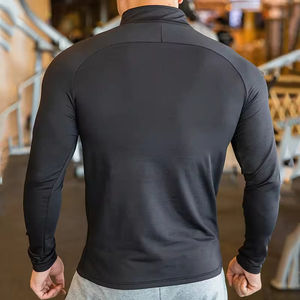 Vêtement de sport d'<span class=keywords><strong>hiver</strong></span> personnalisé à fermeture éclair sur le devant, à séchage rapide, <span class=keywords><strong>pour</strong></span> la course à pied, le fitness, vêtements de sport <span class=keywords><strong>pour</strong></span> hommes, chemise de compression à manches longues <span class=keywords><strong>pour</strong></span> le fitness - Product Image 2