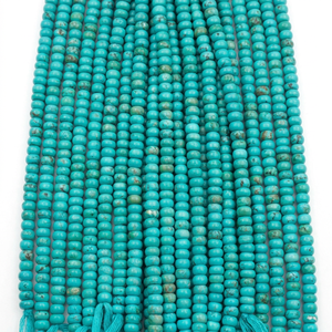 Perles de pierre turquoise bleue rondes 8 mm, pierres précieuses lisses et simples, brins de 8 pouces de long, vendus par brin - Product Image 1