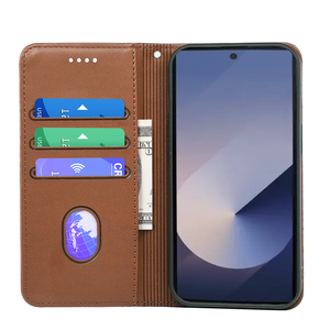 Funda de teléfono de cuero con tapa de lujo para <span class=keywords><strong>Samsung</strong></span> <span class=keywords><strong>Galaxy</strong></span> S25 Ultra S24 Plus A17 A06 ranuras para tarjetas magnéticas funda protectora para libro billetera - Product Image 3