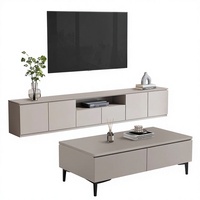 Ensemble de meubles de salon modernes : Meuble TV, armoire TV, meuble de rangement latéral en bois, table basse