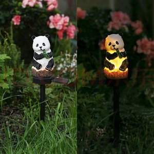Lampe solaire décorative de jardin en résine en forme de panda, résistante à l'eau, alimentée par l'énergie solaire, pour l'extérieur - Product Image 3