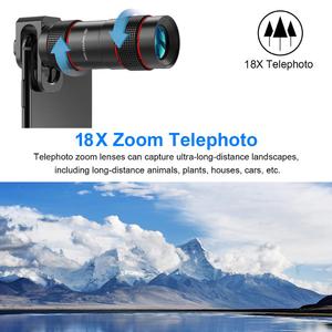 Kit de Lentes para Teléfono 4 en 1, Lente Ojo de Pez, Gran Angular, Macro, Teleobjetivo con <span class=keywords><strong>Zoom</strong></span> HD 18X para iPhone 11 Pro y Teléfonos Inteligentes - Product Image 3
