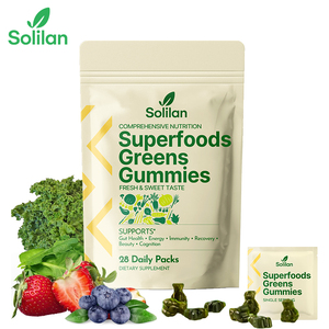 China OEM <span class=keywords><strong>Super</strong></span> hijau permen Gummies <span class=keywords><strong>Super</strong></span> dengan prebiotik buah Vegan sayuran antioksidan suplemen Herbal untuk nutrisi - Product Image 1