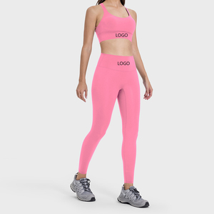 Tuta Fitness Yoga da donna <span class=keywords><strong>Set</strong></span> in due pezzi di pantaloni Top non T-Line a tinta unita abbigliamento sportivo estivo antiurto - Product Image 1