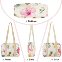 Sac de sport mini à imprimé hibiscus et plumeria hawaïen, directement de l'usine, avec fermeture éclair et longues poignées de transport