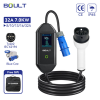 Boults OEM Level2 32A Wi-Fi Portable EV Chargeur 3 Phase 7Kw Rapide Station De Recharge De Voiture À Domicile Nouveau AC Type 2 Type1 GBT Evse Mobile