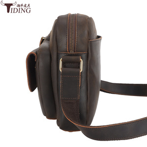 Sac bandoulière pour homme Tiding, cuir véritable marron foncé, style rétro, usage quotidien - Product Image 2