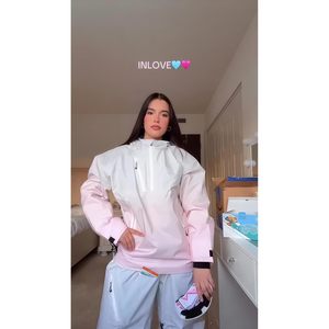 Veste de ski pour femme à capuche, rose, color-block, imperméable 15K, coupe-vent, respirante, pour snowboard et activités de plein air - Product Image 4