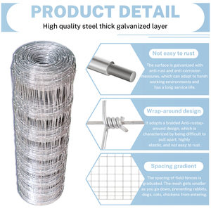 Malla de Alambre Galvanizada de Alta Resistencia para Cercas Agrícolas, Rollo de Malla Metálica para Ganado, Ovejas y Cabras en Pastos - Product Image 3