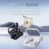 Nouveaux écouteurs sans fil True Wireless TWS 6.0 Q135 3-en-1 avec un étui de charge, trois ensembles d'embouts intra-auriculaires/clip d'oreille, affichage numérique, accessoires pour téléphone