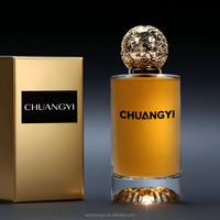 Bouteille Vaporisateur de Parfum en Verre Ronde 100ml de Luxe Vide Personnalisée à Motif Clair avec Bouchon Bille en Métal et Emballage Boîte